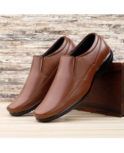 BROTHER’S Formal Stylish Party Wear Square Mocassion Shoes for Men (Tan)