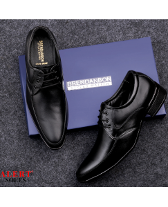 BRENDANBON Formal Stylish Party Wear Men’s Black Derby Formal Shoes Corporate Casuals For Men (Black)