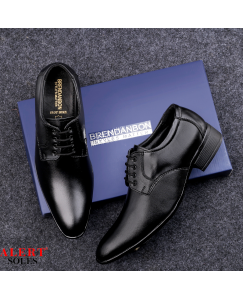 BRENDANBON Formal Stylish Party Wear Men’s Black Shiny Derby Formal Shoes Corporate Casuals For Men (Black)