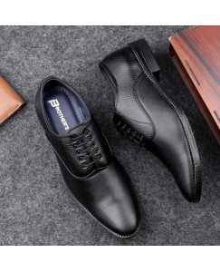 Brother’s Formal Stylish Fashionable Party Wear Leather Derby P Shoes For Men (Black)