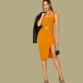 Women's Lycra Solid Slit Bodycon Short Dress