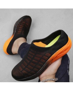 Brother's Casuals Fashionable AGR Bantu Shoes For Men (Black/Orange)