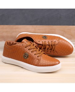 Brother's Casual Stylish Fashionable Party Wear Buckle Sneaker Shoes for Men (Tan)