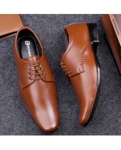 Brother’s Formal Stylish Fashionable Party Wear Point Shoes For Men (Tan)