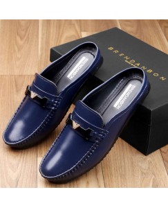 BRENDANBON Casual Stylish Party Wear Fashionable Leather Open Shoes for Men (Blue)