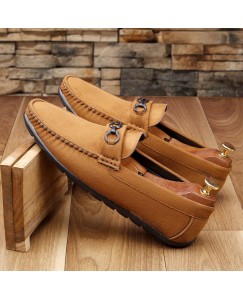 BRENDANBON Casual Stylish Party Wear Fashionable Suede Leather Loafer Shoes for Men (Tan)