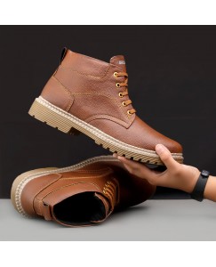 ABS Stylish Synthetic Boots For Men  (TAN)