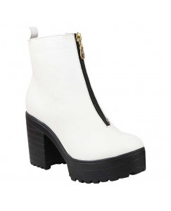 Shoetopia Womens Heel Boots White