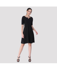 Womens Cotton Blend Solid Mid-Length Dress