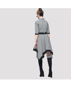 Womens Cotton Checkered High- Shirt Dress