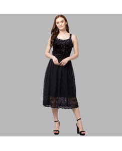 Womens Polyster Net Sequin -Dress