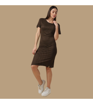 Campus Sutra Women's Cotton Stripe Bodycon Dress