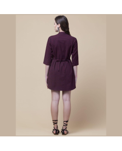 Women's Cotton Checkered Short Dress