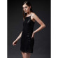 Women's Georgette Sequence/Embellished Short Dress Black 