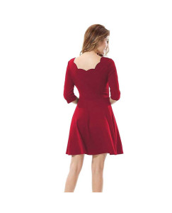 Women's Cotton Blend Lycra Skater Short Dress Red 