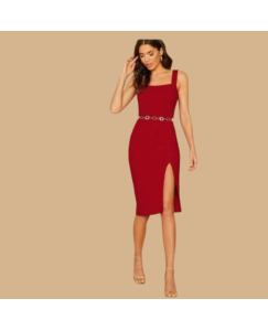Women's Lycra Solid Slit Bodycon Short Dress