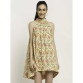 Aawari Rayon A-Line Cream Rose Printed Collared Short Dress For Womens