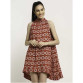 Aawari Rayon A-Line Red Half Choli Printed Collared Short Dress For Womens Red