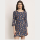 Aawari Rayon A-Line Printed Short Dress For Womens Blue