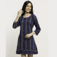 Aawari Rayon Blue ZigZag Printed Short Dress For Womens