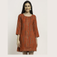 Aawari Rayon A-Line Red Foil Printed Short Dress For Womens
