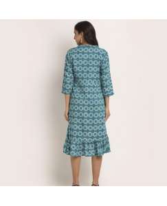 Aawari Rayon A-Line Rama Half Choli Printed Short Dress For Womens