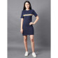Womens Cotton Stripe T-Shirt Dress Navy Blue