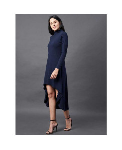 Women's Cotton Solid High-Low Dress