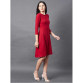 Women's Cotton Solid Drop Waist Dress Red