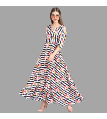 Womens Blended Solid Fit and Flare Dress Multicolor