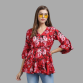 Womens Crepe  Floral Red Top