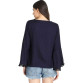 Women's Cotton Blend Solid Pom Pom Bell Sleeves Top