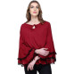 Womens Cotton Blend Solid Pom Pom Bell Sleeves Top