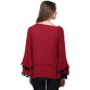 Womens Cotton Blend Solid Pom Pom Bell Sleeves Top