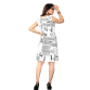 Womens Crepe Newspaper Print Short Dress