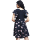Womens Plus Size Poly Crepe Floral Print Flared Short Dress