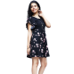 Womens Plus Size Poly Crepe Floral Print Flared Short Dress