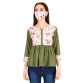Womens Crepe Floral Print Drop Waist Top with Mask