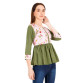 Womens Crepe Floral Print Drop Waist Top with Mask