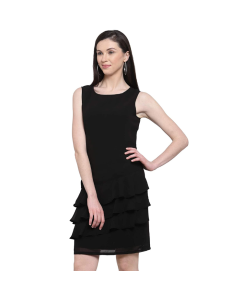 Womens Latest Design Solid Georgette Fit And Flare Short Dress