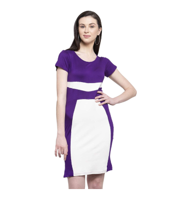 Womens Trendy Solid Hosiery Fit & Flare Short Dress
