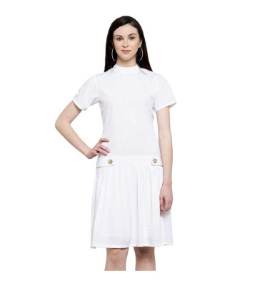 Women's Designer Solid Crepe Fit & Flare Short Dress