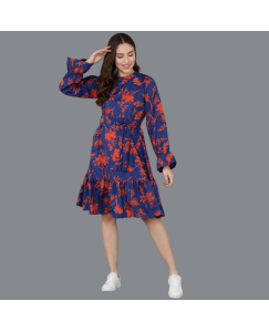 Women's Floral Printed Tiered Short Dress