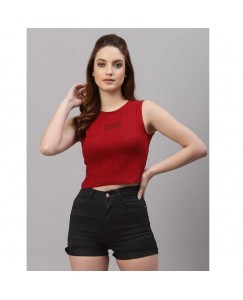 Rigo Women's Stylish Printed Sleeveless Tank Red top