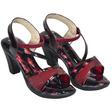Red and Black Stylish Girls Sandal with Heels