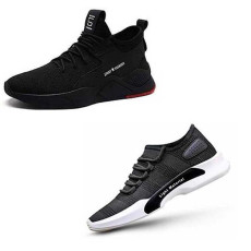 Dark Grey and Black colored running shoes for Mens Pack of 2